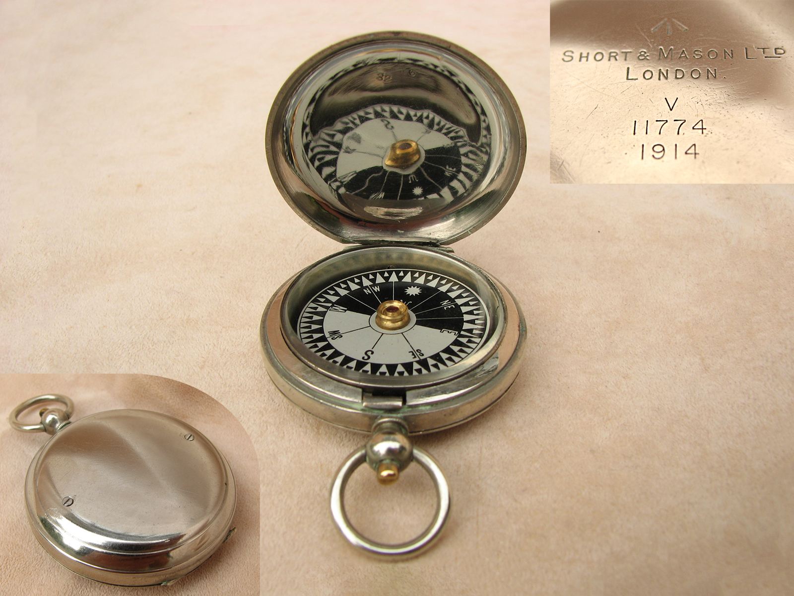 WW1 Short & Mason MK V Military Officers compass dated 1914